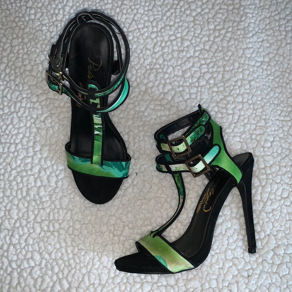 Privileged Tropical Print Open Toe Heel